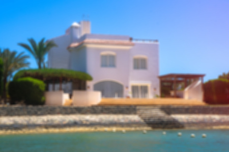 Beautiful view of the coastline with houses and hotels on the red sea. Tourist region in Egypt. Hurghada and its traditions. Stock photo for designの写真素材