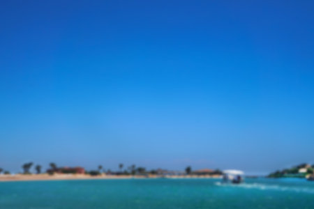 Beautiful view of the coastline with houses and hotels on the red sea. Tourist region in Egypt....