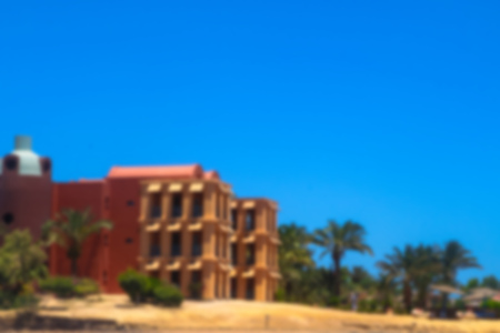 Beautiful view of the coastline with houses and hotels on the red sea. Tourist region in Egypt. Hurghada and its traditions. Stock photo for designの写真素材