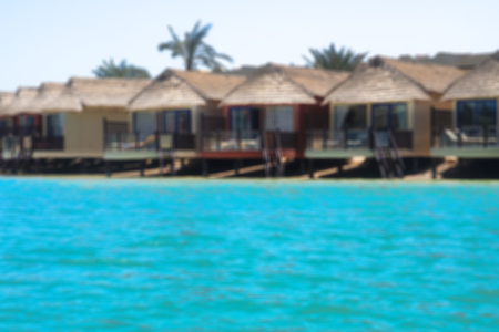 Beautiful view of the coastline with houses and hotels on the red sea. Tourist region in Egypt. Hurghada and its traditions. Stock photo for designの写真素材