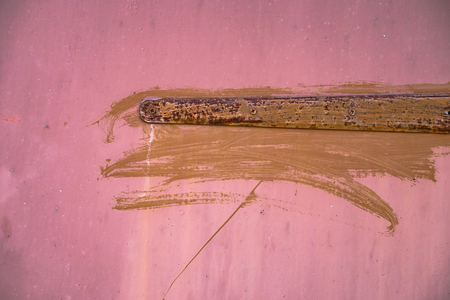 Beautiful old grunge wood texture. retro material painted with peeled paint. Stock background, photoの写真素材