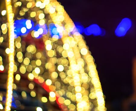 Beautiful Christmas background with garlands and bokeh. New year  multi-colored picture. Abstract photo image for designの写真素材