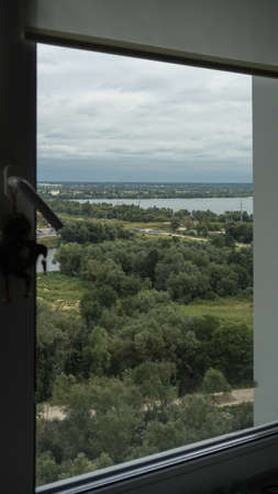 View from the window on the nature and the river and nature. Stock photo for designの写真素材