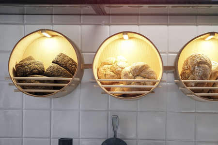 Homemade bread made from natural ingredients. Vegan food background. Stock photo for designの写真素材