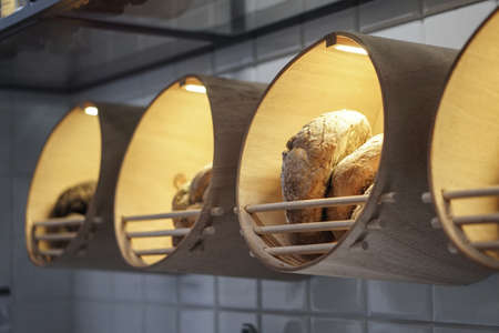 Homemade bread made from natural ingredients. Vegan food background. Stock photo for designの写真素材