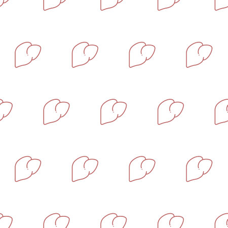 Liver outline vector seamless patternのイラスト素材