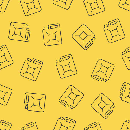 Seamless pattern of petrol. Canister of gasoline yellow pattern.のイラスト素材