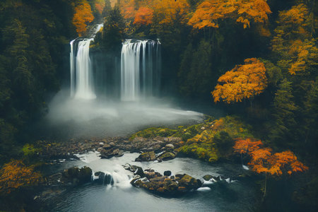 Kegon Falls in autumn, Nagano Prefecture, Japanの素材