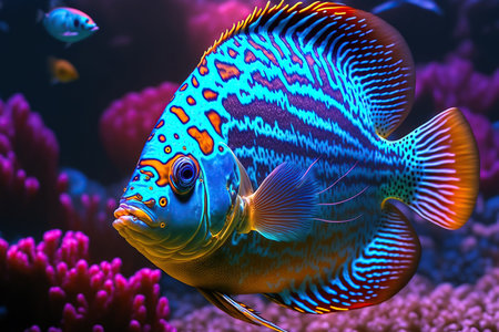 The discus fish, also known as the surgeonfish, is a species of fish in the cichlid family.の素材
