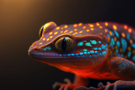 Close-up of a gecko lizard. Colorful scales.の素材