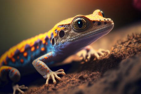 Leopard gecko (Eublepharis macularius). Close-up portrait view.の素材