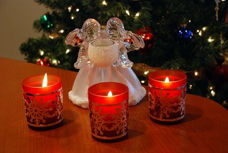christmas candle arrangementの写真素材