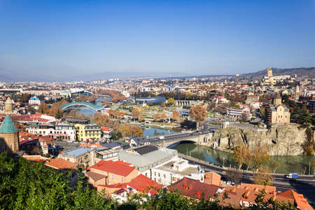 Circa November, 2017. A bird's view of the city of Tbilisi, Georgia.のeditorial素材