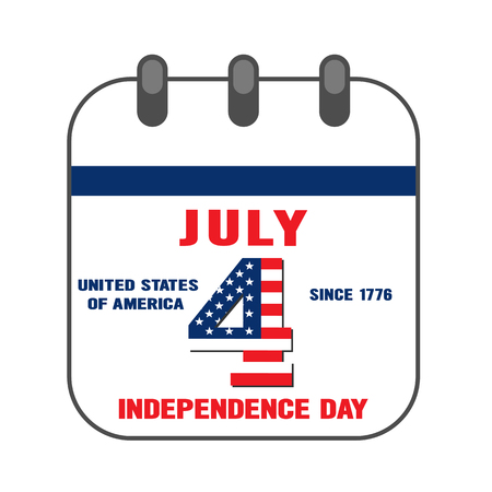 Calendar Independence Day USA 4th of July on white backgroundのイラスト素材