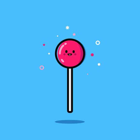 Smiling lollipop on a blue background. Changing colors and background.のイラスト素材
