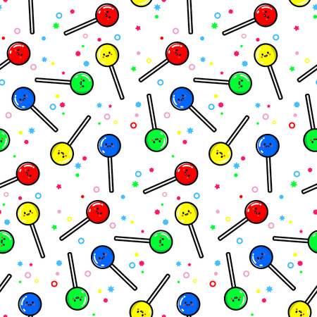 Seamless pattern of lollipops isolated on a white background.のイラスト素材