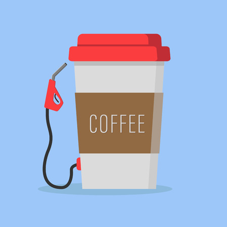 one-time glass of coffee in the form of a filling stationのイラスト素材