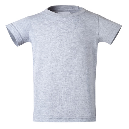 Gray T-shirt on a white background. Volume as on the body.の写真素材