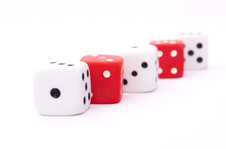 Dice Three-dimensional gaming dice on a white background