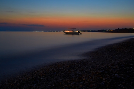 The sunset on the sea coastの写真素材