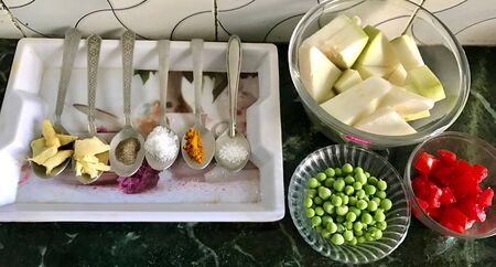 Some of vegetables  and spices for cookingの素材