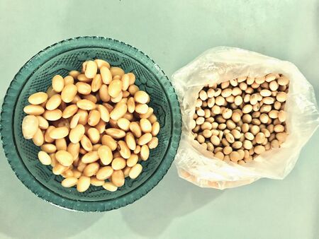 Soybeans before and after soakingの素材