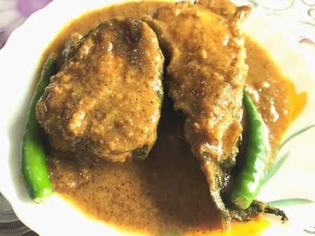 Two pieces of fish in a plateの素材