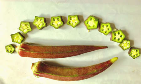 Some of lady's fingers and slicesの素材