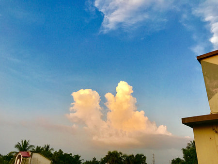 A colourful cloudscape in the twilight sky