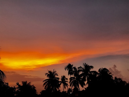 natural scenery with colorful twilight skyの素材