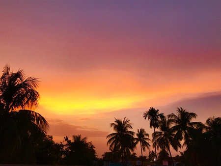 natural scenery with colorful twilight sky