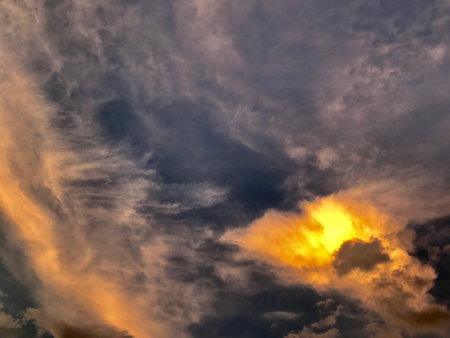 A beautiful natural scenery with sunset sky clouds in the twilight