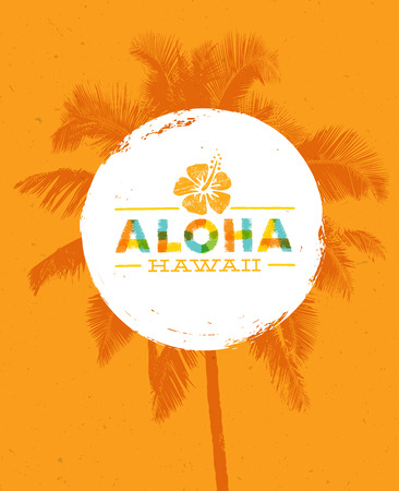 Aloha Hawaii Creative Summer Beach Tropical Vector Design Element.のイラスト素材