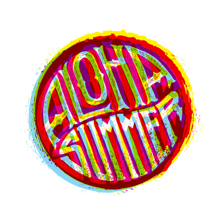 Aloha Summer Party. Outstanding Beach Tropical Vector Banner Concept On Palm Tree Backgroundのイラスト素材