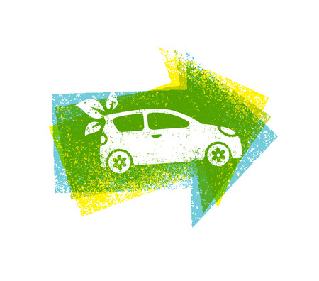 Eco Car Drive Green  Natural Friendly Concept On Rough Backgroundのイラスト素材