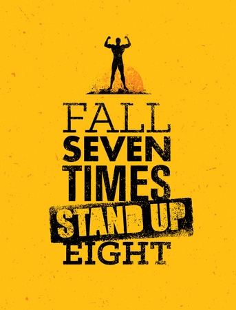 Fall Seven times, Stand up Eight. Quote, Sketched Artworkのイラスト素材
