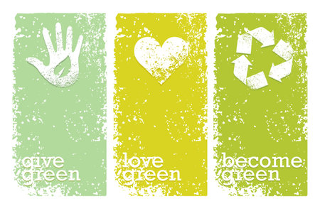 Go Green Recycle Reduce Reuse Eco Poster Concept. Creative Organic Illustration On Rough Backgroundのイラスト素材