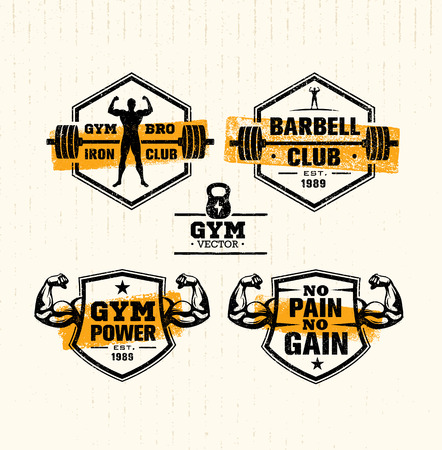 Workout Gym Sport and Fitness Motivation Vector Design Elements on Grunge Background.のイラスト素材