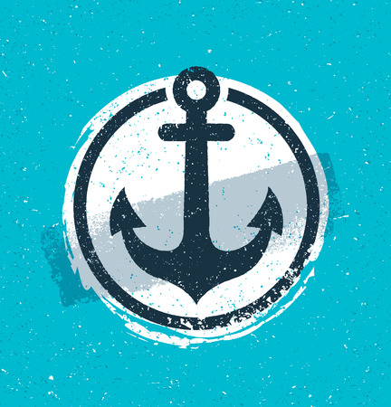 Rough Vector Vintage Anchor Icon Design Concep On Stain Backgroundのイラスト素材