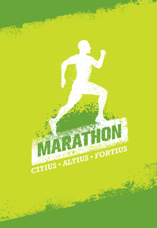 Running Event Active Sport Vector Sign Illustration. Outdoor Activity Creative Bright Concept On Grunge Backgroundのイラスト素材