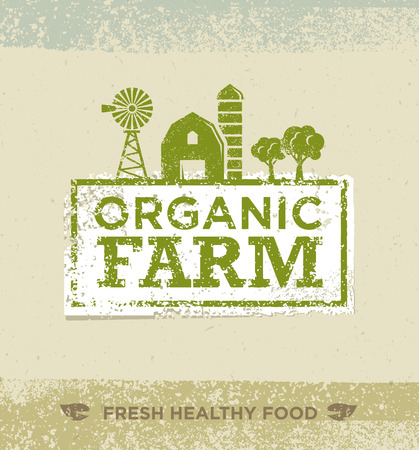 Organic Farm Fresh Healthy Food Eco Green Vector Concept on Paper Background.のイラスト素材