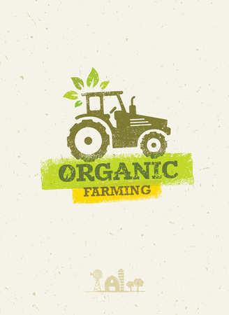 Organic Farm Fresh Healthy Food Eco Green Vector Concept on Paper Background.のイラスト素材
