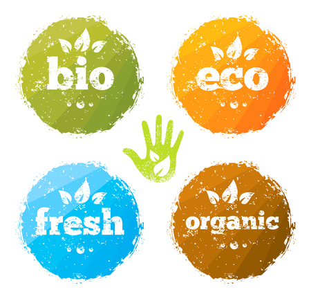 Organic Eco Food Creative Rough Design Concept. Eat Local Fresh Products Illustration.のイラスト素材