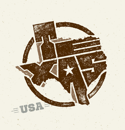 Texas The Lone Star USA State Creative Vector Concept On Natural Paper Backgroundのイラスト素材