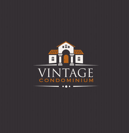 Vintage Upscale Condominium Creative Vector Emblem Conceptのイラスト素材