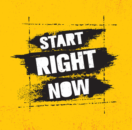 Start Right Now. Inspiring Creative Motivation Quote Poster Template With Brush Stroke. Vector Typography Banner Designのイラスト素材