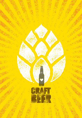 Craft Beer Brewery Artisan Creative Vector Stamp Sign Concept. Rough Handmade Alcohol Banner. Menu Page Design Elementのイラスト素材