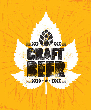 Craft Beer Brewery Artisan Creative Vector Stamp Sign Concept. Rough Handmade Alcohol Banner. Menu Page Design Elementのイラスト素材