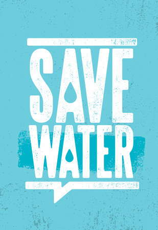 Save Water Sustainable Eco Friendly Illustration On Organic Rough Textured Backgroundのイラスト素材