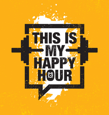 This Is My Happy Hour. Fitness Gym Muscle Workout Motivation Quote Poster Vector Concept. Creative Illustrationの写真素材
